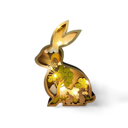 3D Multi-layer Wooden Bunny With Light