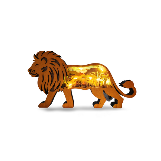 3D Multi-layer Wooden Lion with Light