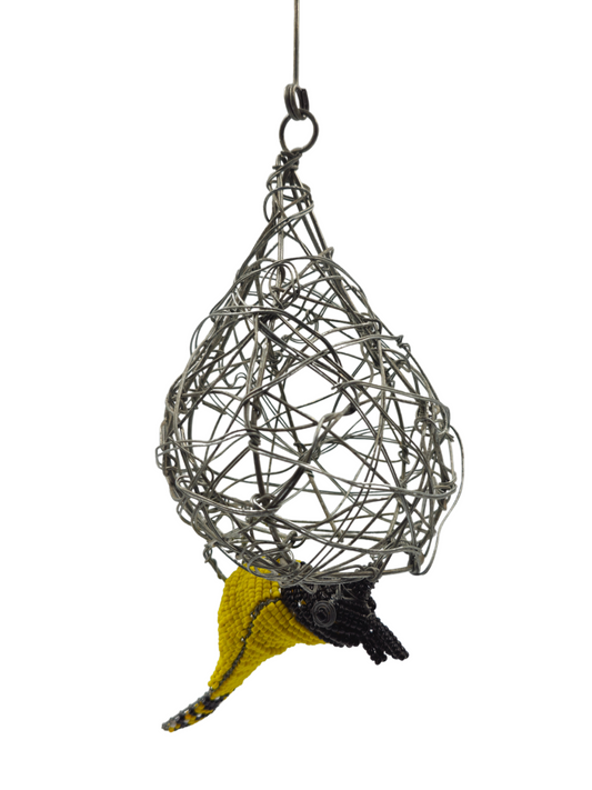Beaded Weaver Hanging from Nest