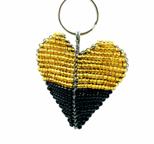Beaded 3D Heart Keyrings