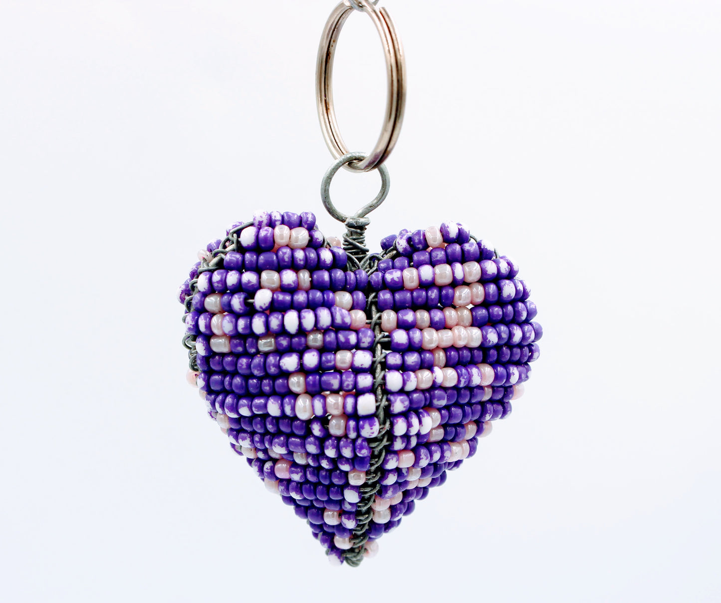Beaded 3D Heart Keyrings