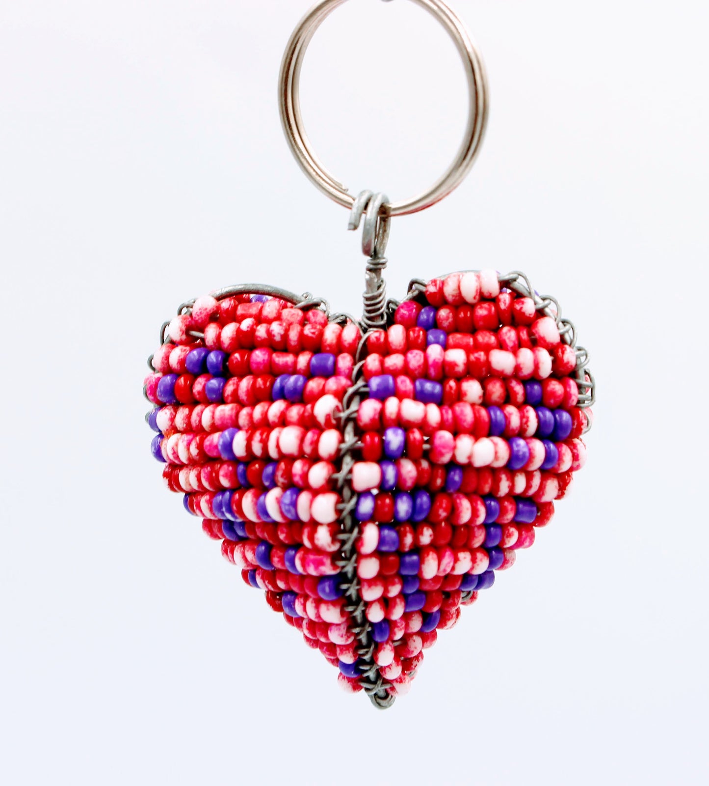 Beaded 3D Heart Keyrings