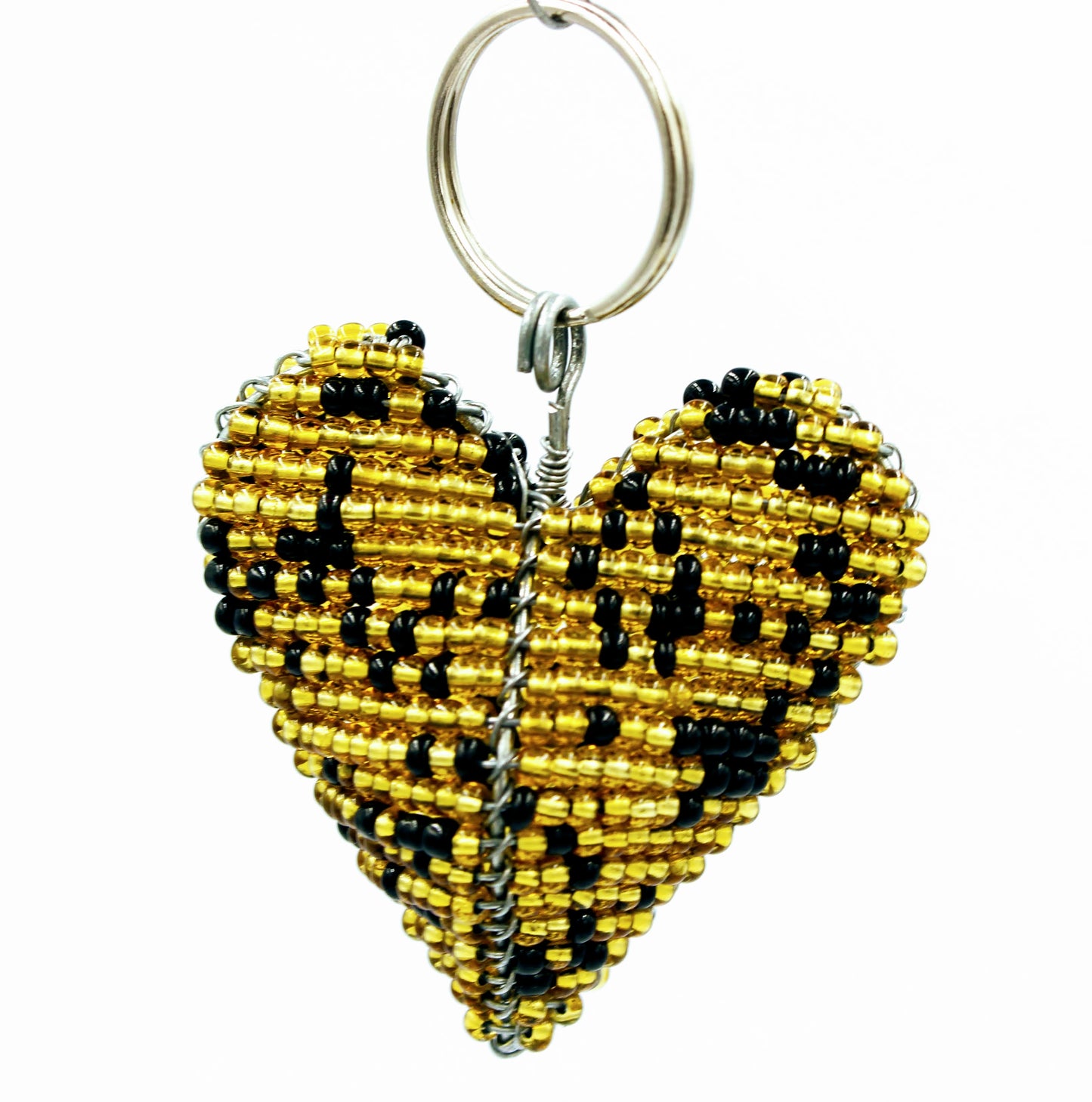 Beaded 3D Heart Keyrings