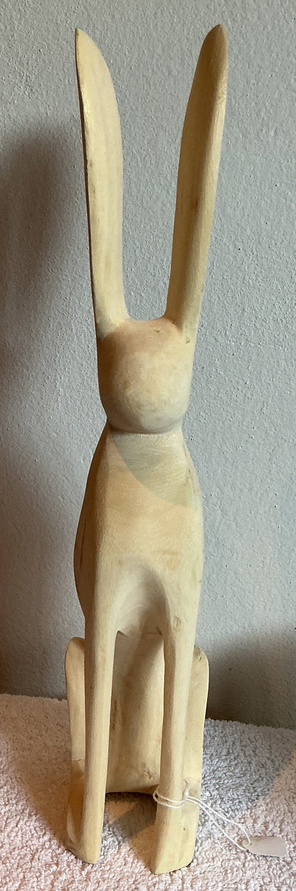 Hand Carved Wooden Bunny - Natural