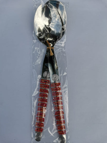 Beaded Metal Salad Servers