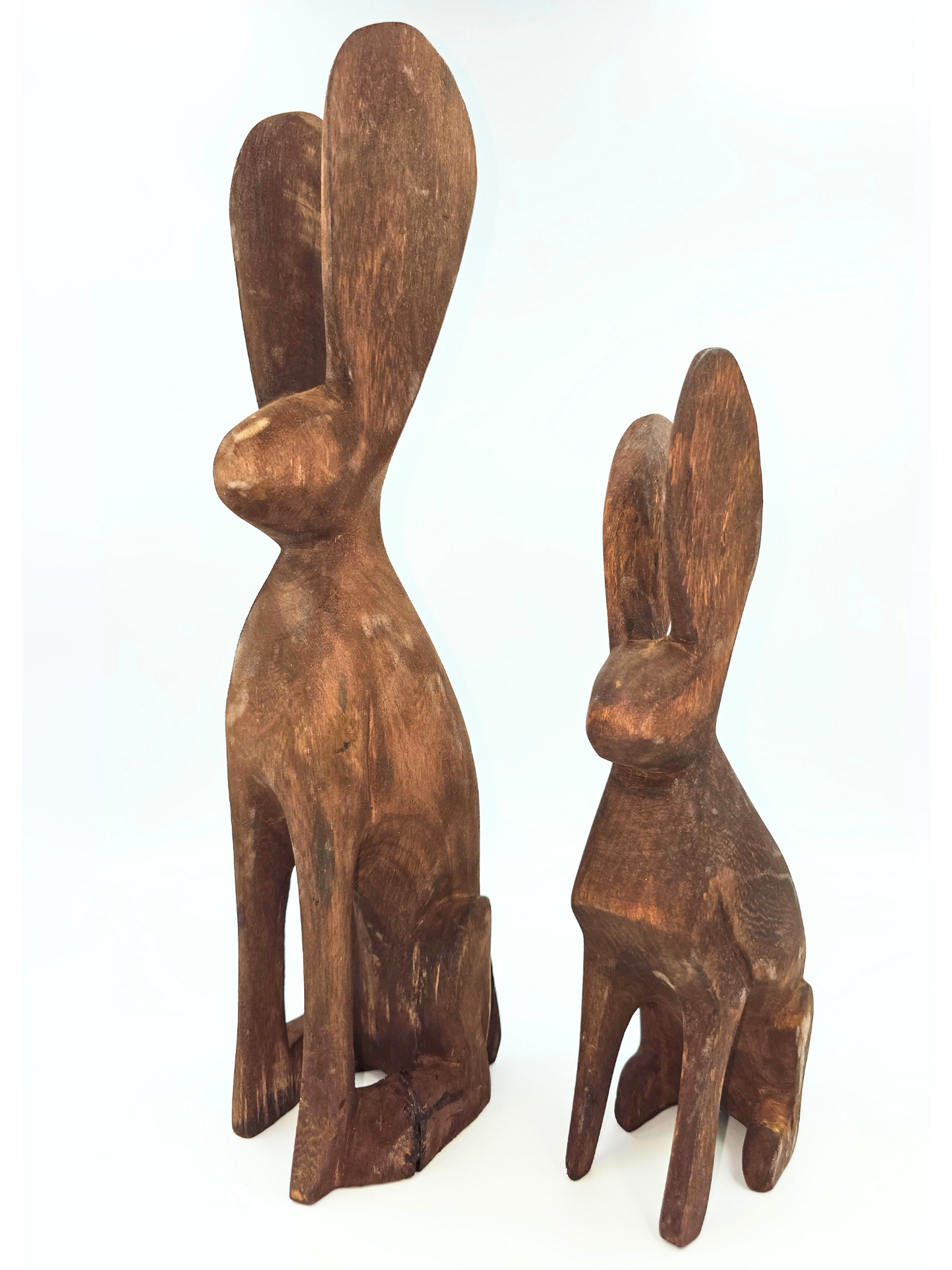 Hand Carved Wooden Bunny - Brown