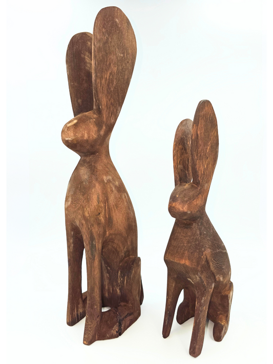 Hand Carved Wooden Bunny - Brown