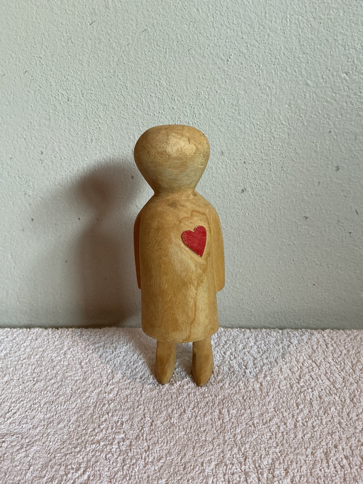 Hand Carved Wooden Figurines w/ Heart