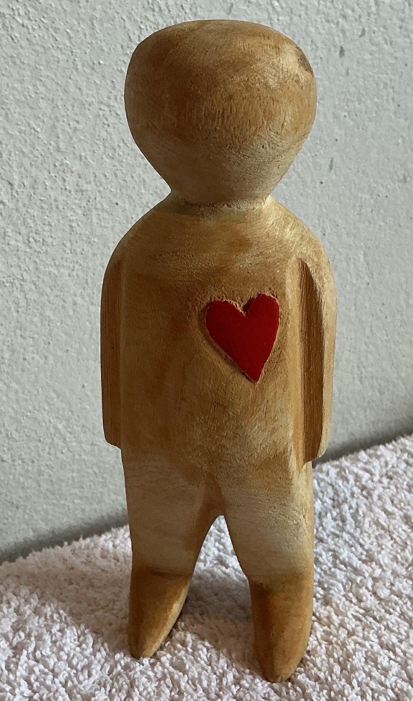 Hand Carved Wooden Figurines w/ Heart