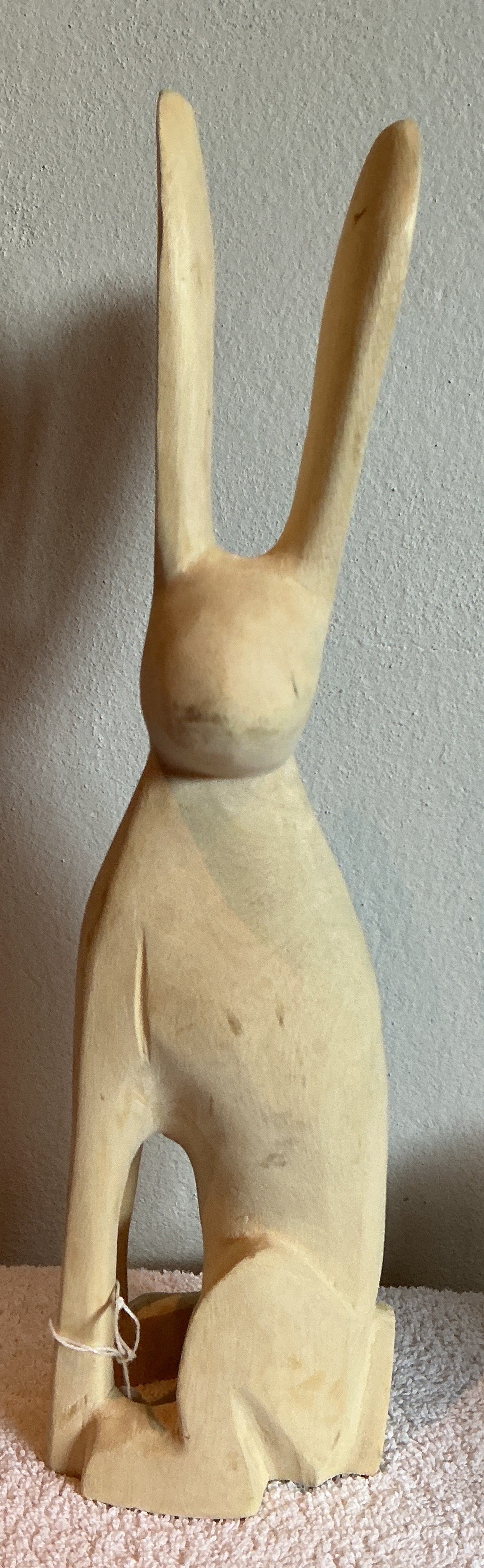 Hand Carved Wooden Bunny - Natural