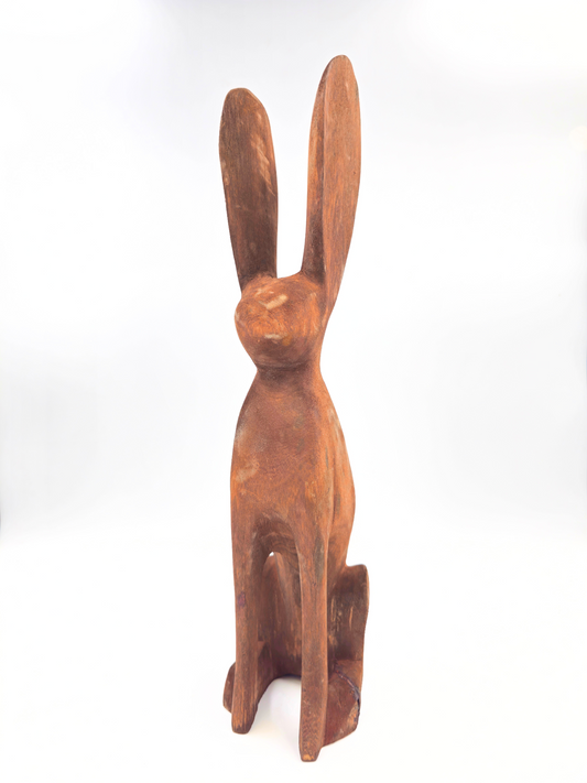 Hand Carved Wooden Bunny - Brown