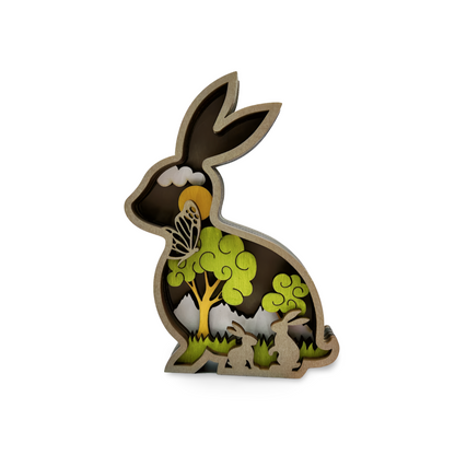 3D Multi-layer Wooden Bunny With Light