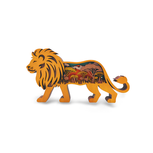 3D Multi-layer Wooden Lion with Light