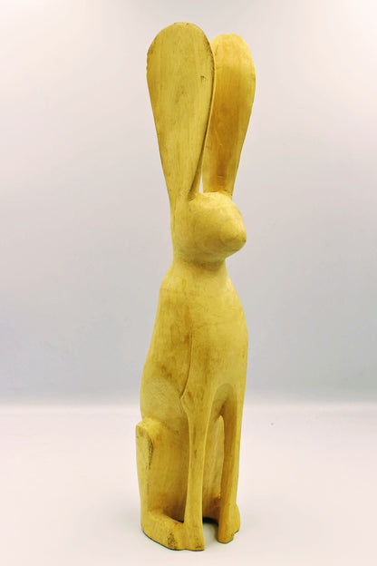 Hand Carved Wooden Bunny - Natural