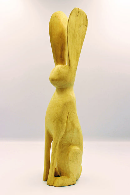 Hand Carved Wooden Bunny - Natural