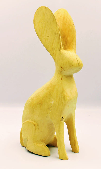 Hand Carved Wooden Bunny - Natural
