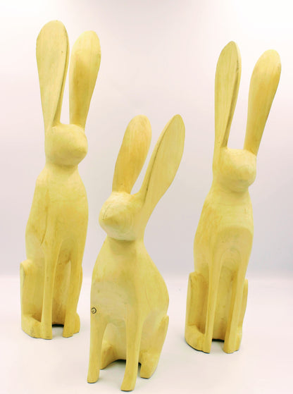 Hand Carved Wooden Bunny - Natural