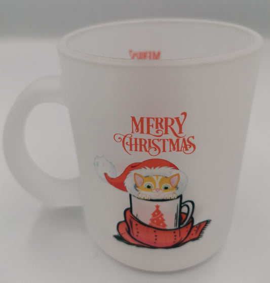 Christmas Cat Glass Mug