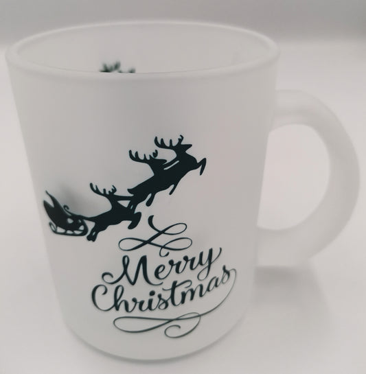 Santa's Sleigh Glass Mug