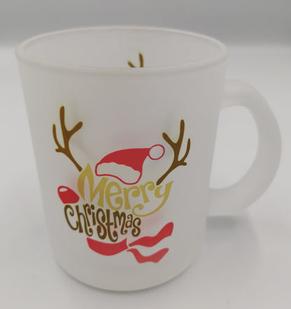 Reindeer Face Glass Mug