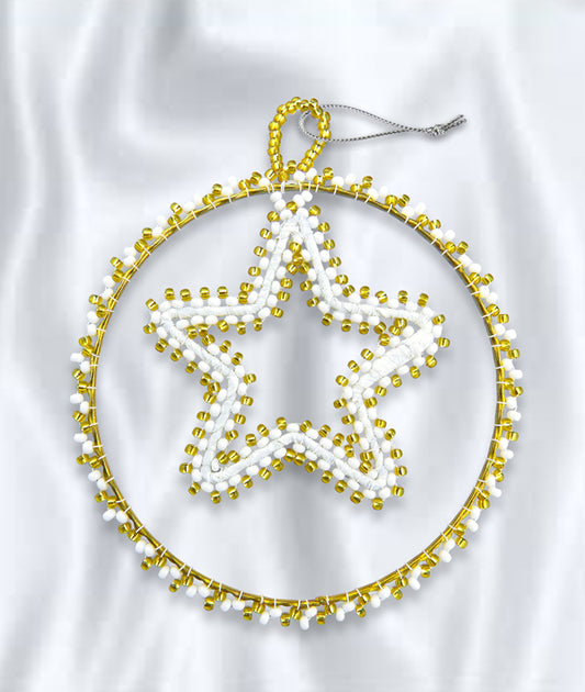 African Beaded Christmas Circle Star Tree Decorations