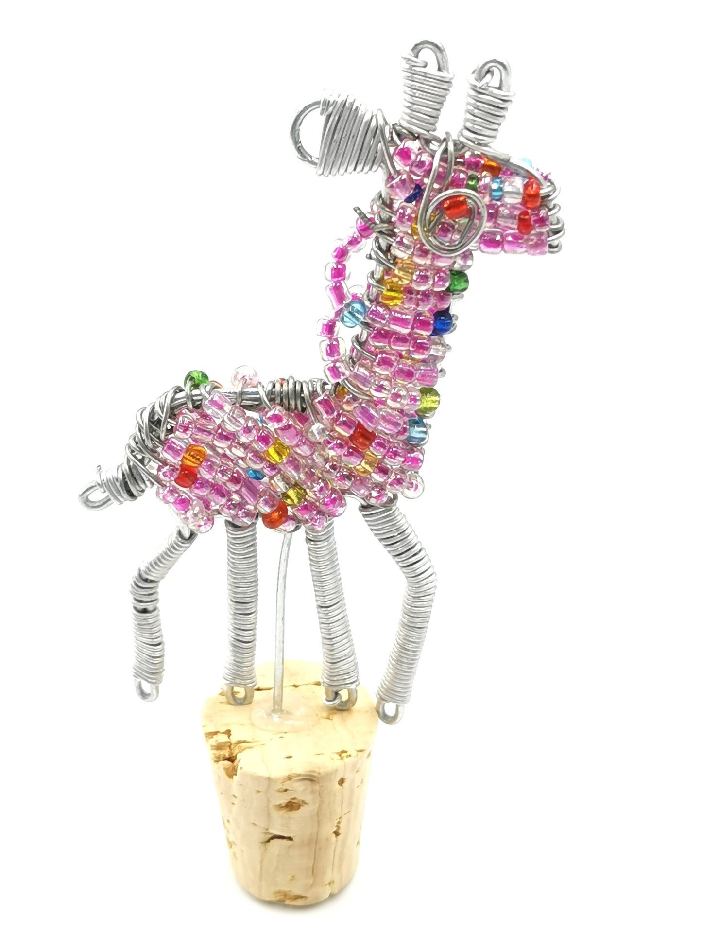 African Beaded Giraffe Wine Stopper