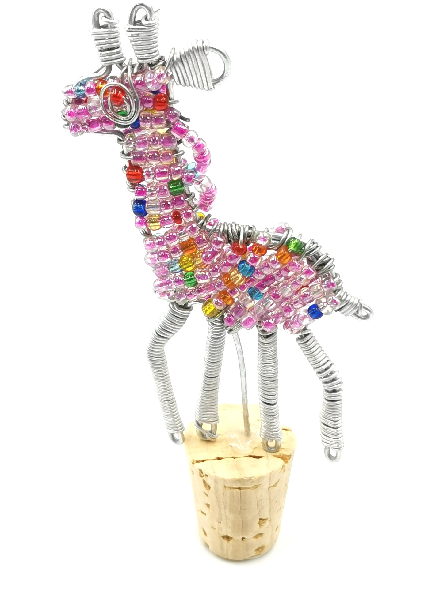 African Beaded Giraffe Wine Stopper