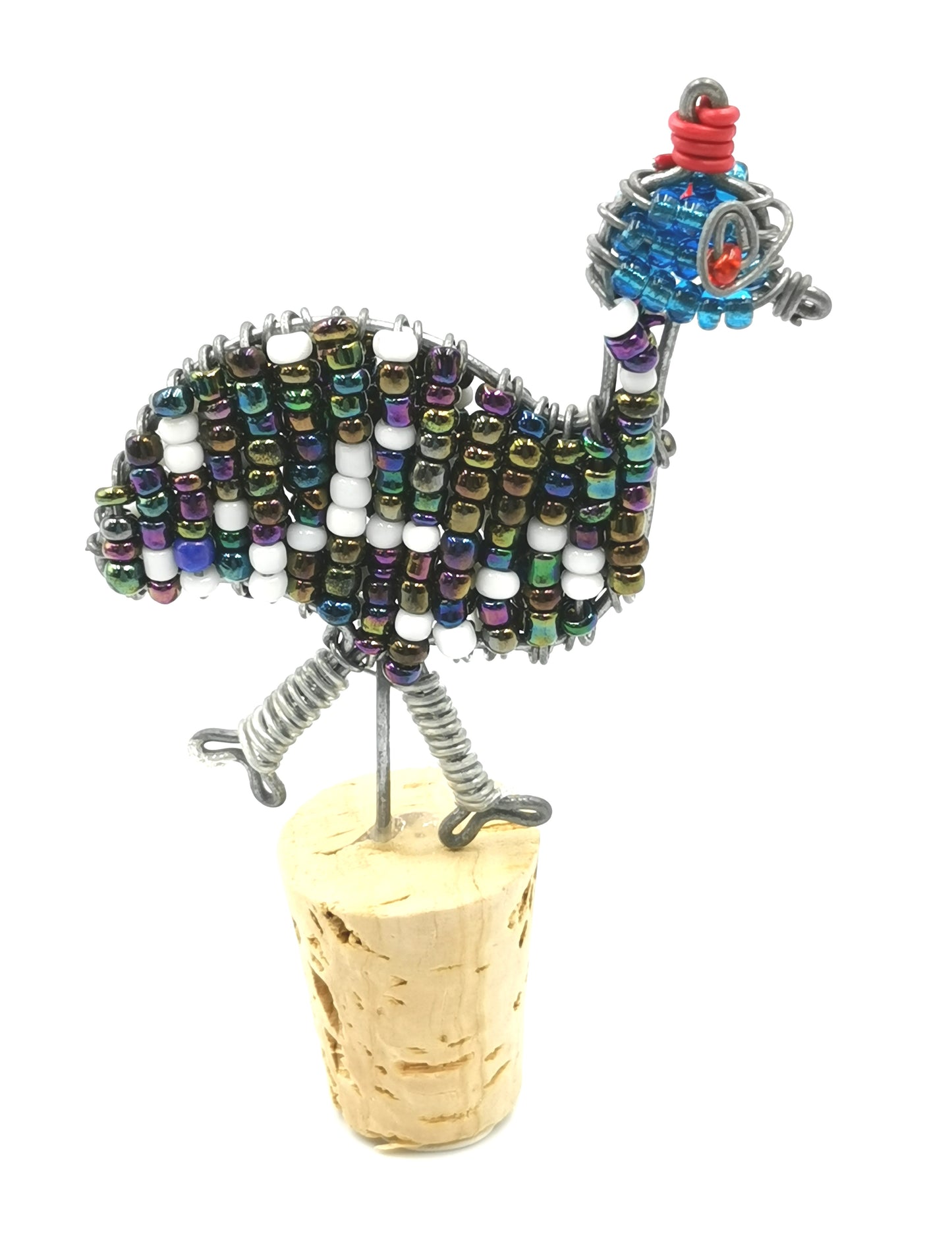 African Beaded Guinea Fowl Wine Stopper