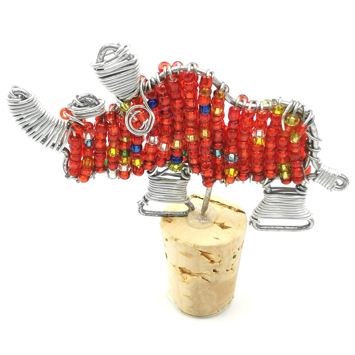 African Beaded Rhino Wine Stopper