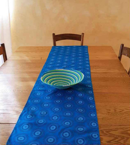 Table Runner - Shweshwe Blue Twirl