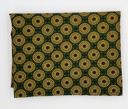Table Runner - Shweshwe Dark Green Daisy
