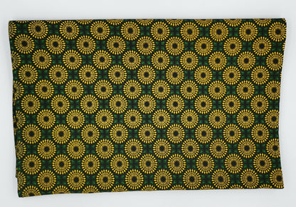 Table Runner - Shweshwe Dark Green Daisy